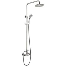 IBERGRIF M17003 Mundo, Edelstahl Duschsystem mit Regendusche, Brauseschlauch, Handbrause, Brausehalter, Duschstange, Matt, Grau