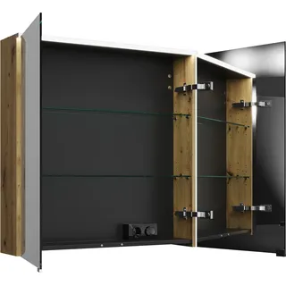 burgbad Eqio Spiegelschrank mit LED-Aufsatzleuchte, 2-türig, 800x800x170mm, SPGS080F5662, Korpus: Eiche Dekor Urban