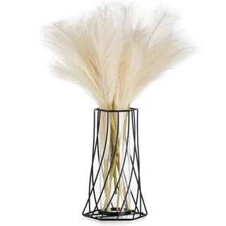 Sziqiqi Schwarz Vase für Pampasgras - Kleine Modern Blumenvase Vasen Deko für Tischdeko Metall Tulpenvase Glasvase Reagenzglas Vase Glas für Wohnzimmer Hochzeit Tisch Regal Badezimmer Esstisch
