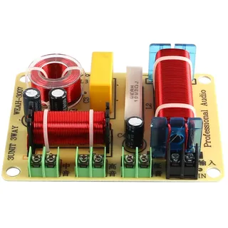 Laroal 3-Wege-Lautsprecherfrequenzteiler, 350 W, HiFi-Crossover-Frequenzverteiler zur Modifikation von Heimwerkerlautsprechern (zufälliges Gelb und Weiß)
