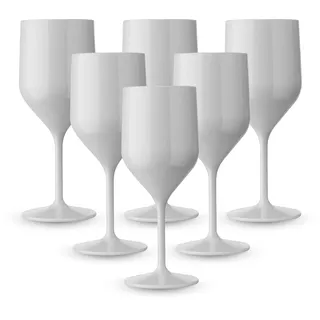 bryna by amz better BRYNA - 6-teiliges Set Croissants Gläser 25 Cl aus Polycarbonat (Hartkunststoff), 100% italienisches Design, Unzerbrechliche Gläser, wiederverwendbare und spülmaschinenfeste Weingläser, Weiß