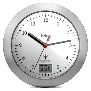 MEBUS Funk Wanduhr 17 cm 41124 silber