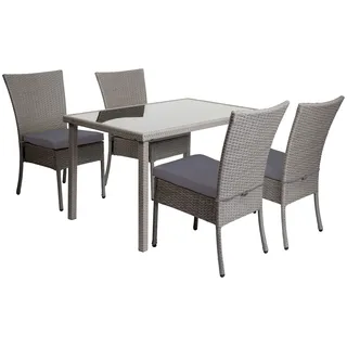 Mendler Poly-Rattan Garnitur HWC-G19 4-tlg. Grau