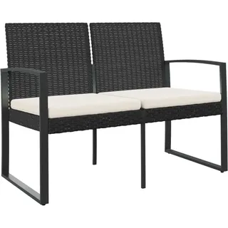 vidaXL Gartenbank 2-Sitzer mit Kissen Schwarz PP-Rattan - Schwarz