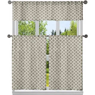 Home Maison Vorhänge und Volants für die Küche, Natur, Taupe, 58x15