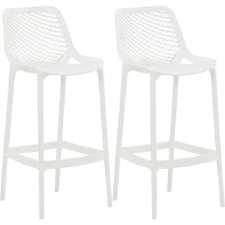 CLP 2er Set Barhocker Air Kunststoff mit Lehne wetterfest UV-beständig bis 160 kg,weiß