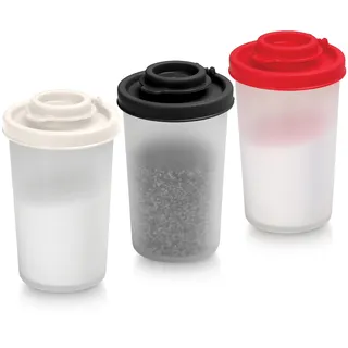 Signora Ware kleine Salz- und Pfefferstreuer für unterwegs - Mini Streuer Set für Salz und Pfeffer mit Deckel zum mitnehmen - Perfekt für Reisen, Camping und To-Go - Verschließbar - 135g, 3er Packung