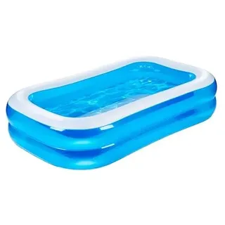 Eddy Toys Pool Aufblasbar - Aufblasbarer Pool Rechteckig mit Ablassventil und Reparaturflicken - Kinderpool und Babypool - 207 x 132 x 46 cm - Swimmingpool - Planschbecken für Kinder - Blau