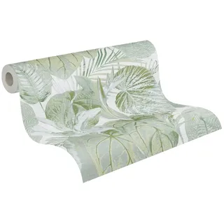 A.S. Création Dschungeltapete Grün Weiß Grau Gold - Livingwalls Famous Garden 393554 - Vliestapete - 10,05 m x 0,53 m - Made in Germany