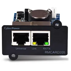 CyberPower Systems RMCARD205 Netzwerkkarte Fuer SNMP Slot - Kompatibel zu OR und PR Serie, Zwei Anschluesse: Netzwerk und Environment Senso, Schwarz