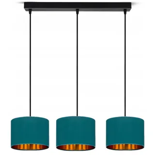 Deckenlampe Türkis Lampe Leuchte aus Velours Vintage Modern E27 Designerlauchte 3-flammig N230-H3-T - Türkis, Gold