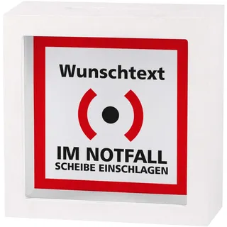 Herz & Heim® Lustiges Geldgeschenk - Im Notfall Scheibe einschlagen - personalisierte Spardose als Bilderrahmen
