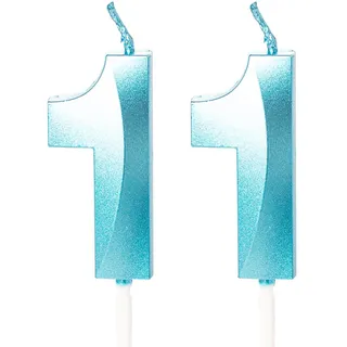 Blaue Geburtstagskerzen in Form der Zahl 11 für Geburtstagstorte - Dekorationen für Jungen im Alter von 11 Jahren