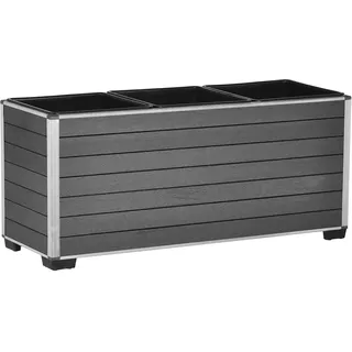 EVERFLOOR Pflanzkübel Pflanzgefäße Blumenkübel Blumentopf für Blumen etc. WPC 79 x 27 x 35,5 cm, für Innen und Außen, wasserdichter Kunststoffeinsatz, anthrazit