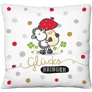 Sheepworld Plüschkissen mit Motiv Glücksbringer | Zierkissen, 25 cm x 25 cm, 100% Polyester | Geschenk, Silvster, Weihnachten, Dekoartikel | 70101