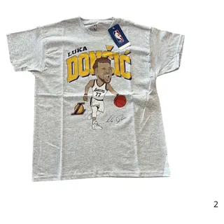 OUTERSTUFF Courtside NBA Junior T-Shirt, Heather Grau, Los Angeles Lakers, DONCIC LUKA, Jugend, Größe: M (10-12) - Grau, Gelb