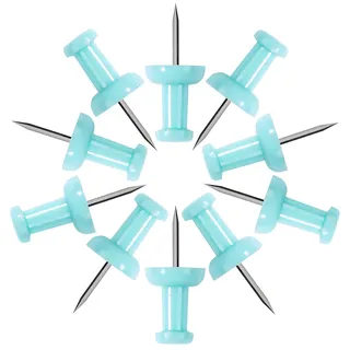 VAPKER Reißzwecken, 120 Stück, solide hellblaue Reißnägel, größere Größe, Kunststoffkopf mit Stahlspitze für Pinnwand