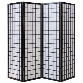 Homestyle4u 4-tlg. Paravent Raumteiler 4 teilig Holz Schwarz 176x175 | Gr.: onesize