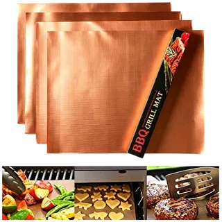 4 Stück bbq Grillmatte für Gasgrill, Grillmatten für Holzkohle und Elektrogrill, 50 x 40cm Grill Matten Gasgrill, Grillfolie, Grill Zubehör (50 * 40 cm)