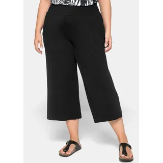 3/4-Hose SHEEGO, Damen, Gr. 56, Normalgrößen, schwarz, 95% Viskose, 5% Elasthan, unifarben, Hosen 3/4-Hose
