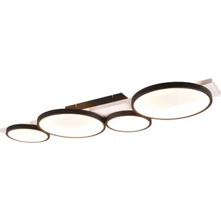 TRIO Leuchten LED Deckenleuchte »MEDERA, Deckenlampe LED Ringe mit Holz Deko 44W 5100 Lumen warmweiß« LED-Board 1 Stk. Warmweiß als Wandlampe oder Deckenlampe einsetzbar dimmbar über Wandschalter, schwarz-weiß