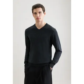 Pullunder SEIDENSTICKER "Schwarze Rose", Herren, Gr. M, anthra mélange, 100% Wolle, unifarben, regular fit, V-Ausschnitt, Pullover Pullunder, 1/1 V-Neck Uni