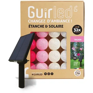 GuirLED - Außengirlande mit Lichtkugeln LED-Guinguette - Wasserdicht IP55 - Hocheffizientes Solarpanel - Automatisches EIN/AUS - 32 Kugeln 6 m- Tagada