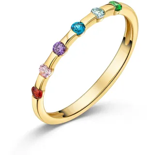 Fingerring FIRETTI "Schmuck Geschenk Silber 925 Damenring Ring Regenbogen" Gr. 62, bunt (gelbgoldfarben, rot, pink, amethyst, dunkelblau, hellblau, grün), Fingerringe, Damen, 62, Silber 925 (Sterlingsilber), 2mm, Fingerring, mit Zirkonia (synth.)