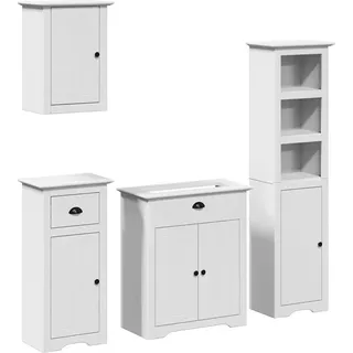 vidaXL 4-tlg. Badmöbel-Set BODO Weiß Massivholz Kiefer - Weiß