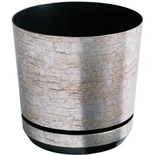 KORAD Blumentopf mit Drainagelöchern Antikes Silber 26 cm - Pflanzkübel aus Hochwertiger Kunststoff - Dekorativer Topf für Pflanzen