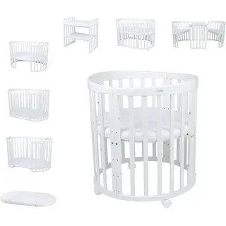 Waldin Babybett OWAL Kinderbett 7in1 mit Matratze, mitwachsendes Kinder-Bett