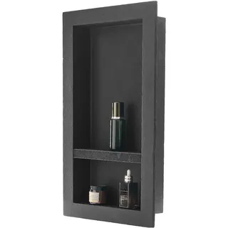 Vevor Duschnische, 10,16x40,64x71,12 cm, Wandnische mit beweglichem Trennregal, Seifen- & Shampoo-Aufbewahrungs-Organizer, versiegeltes Design, schwarz für Badezimmerdusche
