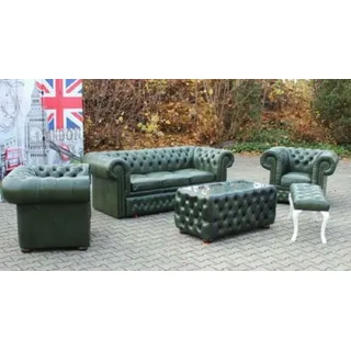 JV Möbel "Chesterfield-Ledersofa"  100% italienischem Rindsleder - Grün