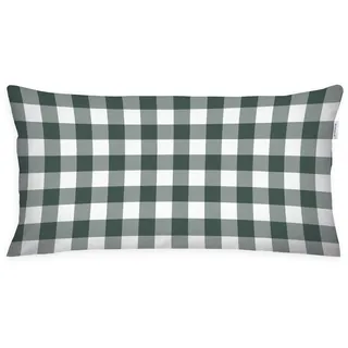 TOM TAILOR Flanell-Kissenhülle, 40x80 cm, 100% Baumwolle/ Flanell, Mit Wendemotiv und farbigem Markenreißverschluss, CLASSIC CHECK Grün, Braun (Forest & Rusty Red)