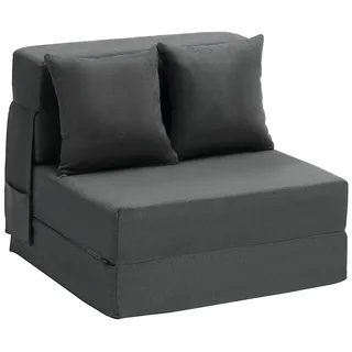 Vevor 3 in 1 Klappsofa faltbares Schlafsofa mit 2 Kissen & waschbarem Bezug, umwandelbarer Schlafsessel aus 25D Memory Foam, Bettcouch für Wohnzimmer Schlafzimmer, Dunkelgrau (Einzelbett)