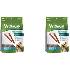 WHIMZEES by Wellness Veggie-Wurst, natürliche, getreidefreie Zahnpflegesnacks, Kaustangen für kleine Hunde, 28 Stück, Größe S (Packung mit 2)