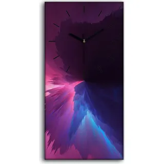 Küchenuhr Bürouhr Leinwand Uhr 30x60 Foto Abstrakte violette Aquarellfarbe - schwarze Hände - Violett