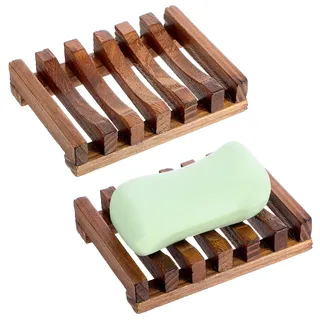 2 Stück Seifenschale Holz Dusche, Handarbeit Seifenhalter zu Küche Bad | Seifenschale, Waschbecken Deck Seifenhalterung, Halter Waschbecken Deck Seifenablage für Badezimmer Küchenschwämme Lagerung