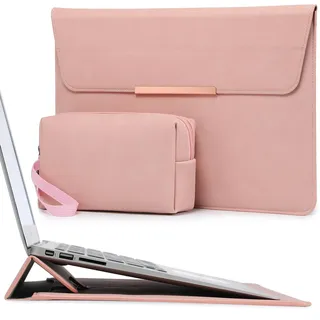 HYZUO 13,3-14 Zoll Laptophülle Tasche mit Ständer für MacBook Pro 14 M5/M4/M3/M2/M1 A3426 A3427 2026-2021, MacBook Air/Pro 13,3, 13,8-13,5 Surface Laptop, HP Spectre X360 13/14, Rosa(Smiley)