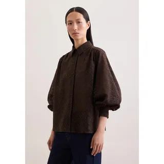 Hemdbluse SEIDENSTICKER, Damen, Gr. L (40), braun, 70% Baumwolle, 30% Polyester, unifarben, regular fit, ohne Ausschnitt, Blusen Hemdbluse, 1/1 Kragen Uni