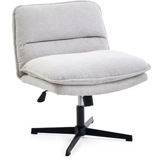 hjh LIVING Bürostuhl ohne Armlehnen, breiter Schneidersitz Stuhl mit gepolsterter Sitzfläche, ergonomischer Criss Cross Chair für Home Office, Wohnzimmer (Hellgrau)
