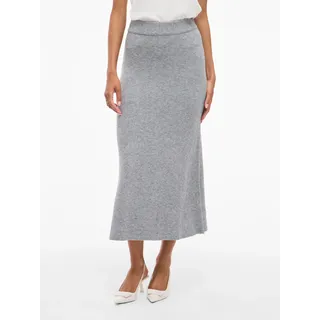 Maxirock VILA "VIRIL ANKLE KNIT SKIRT - NOOS", Damen, Gr. XS (34), grau (medium grau melange), Feinstrick, Obermaterial: 50% Viskose, 28% Polyester, 22% Nylon, unifarben, regular fit wadenlang, Röcke Maxirock