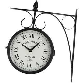 perfk Doppelseitige Wanduhr, Ornament, europäischer Stil, Retro-Bahnhofsuhr, Dekor, dekorative Uhr für Wohnzimmer, Schlafzimmer, Zuhause