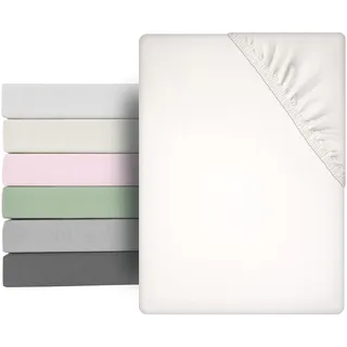 BEAUTEX Microfaser Spannbettlaken Spannbetttuch, leichte und weiche Premium Qualität (180x200x30 cm, Creme)
