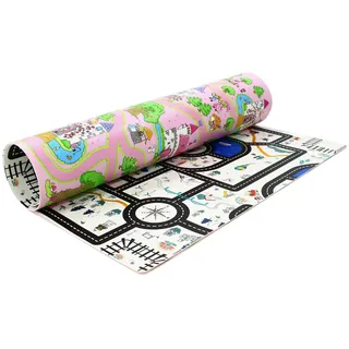 My Baby Lou Spielteppich , Blau, Rosa , Kunststoff , rechteckig , 200x120 cm , EN 71, Ce , rutschfest, beidseitig verwendbar, pflegeleicht, strapazierfähig, leicht zusammenrollbar , Teppiche und Böden, Teppiche, Kinderteppiche