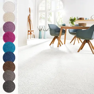 Andiamo Teppichboden »Sophie, Frisee-Velours, Made in Netherlands« rechteckig 12 mm Höhe Uni Farben, Breite 400 cm oder 500 cm, strapazierfähig & pflegeleicht, weiß