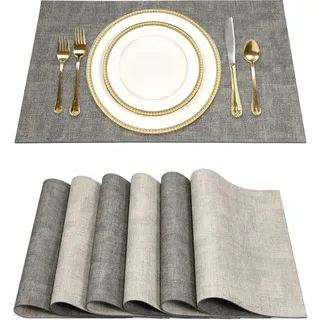 Lederne Platzsets - abwaschbar und hitzebeständig - 6 Stück - 43 cm x 31 cm - PolyurethanKunstleder