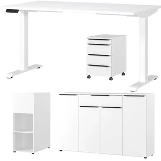 GERMANIA Büromöbel-Set »Mailand« 4 Stk. tlg. inkl. Schreibtisch, Rollcontainer, Raumteiler und Sideboard, weiß