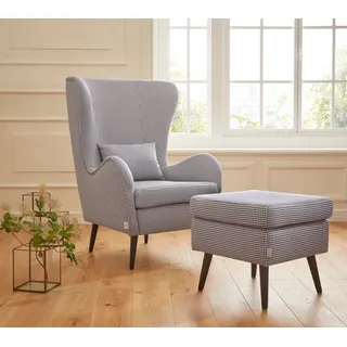 Home Affaire Sessel HOME AFFAIRE "Salla auch in Fellimitat und Feincord, viele Bezugsarten, Ohrensessel", schwarz (schwarz, beige), H:118cm T:94cm, Struktur Hahnentritt (100% Polyester), Sessel, Sessel, wahlweise mit oder ohne Hocker; großer Sessel: Maße B/T/H: 