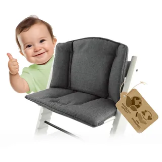 Sitzkissen Ersatzbezug Bezug Kissen-Set Sitzverkleinerer kompatibel mit Stokke Tripp Trapp für Hochstuhl-Kinderstuhl Mod. 1 (Dunkelgrau meliert)